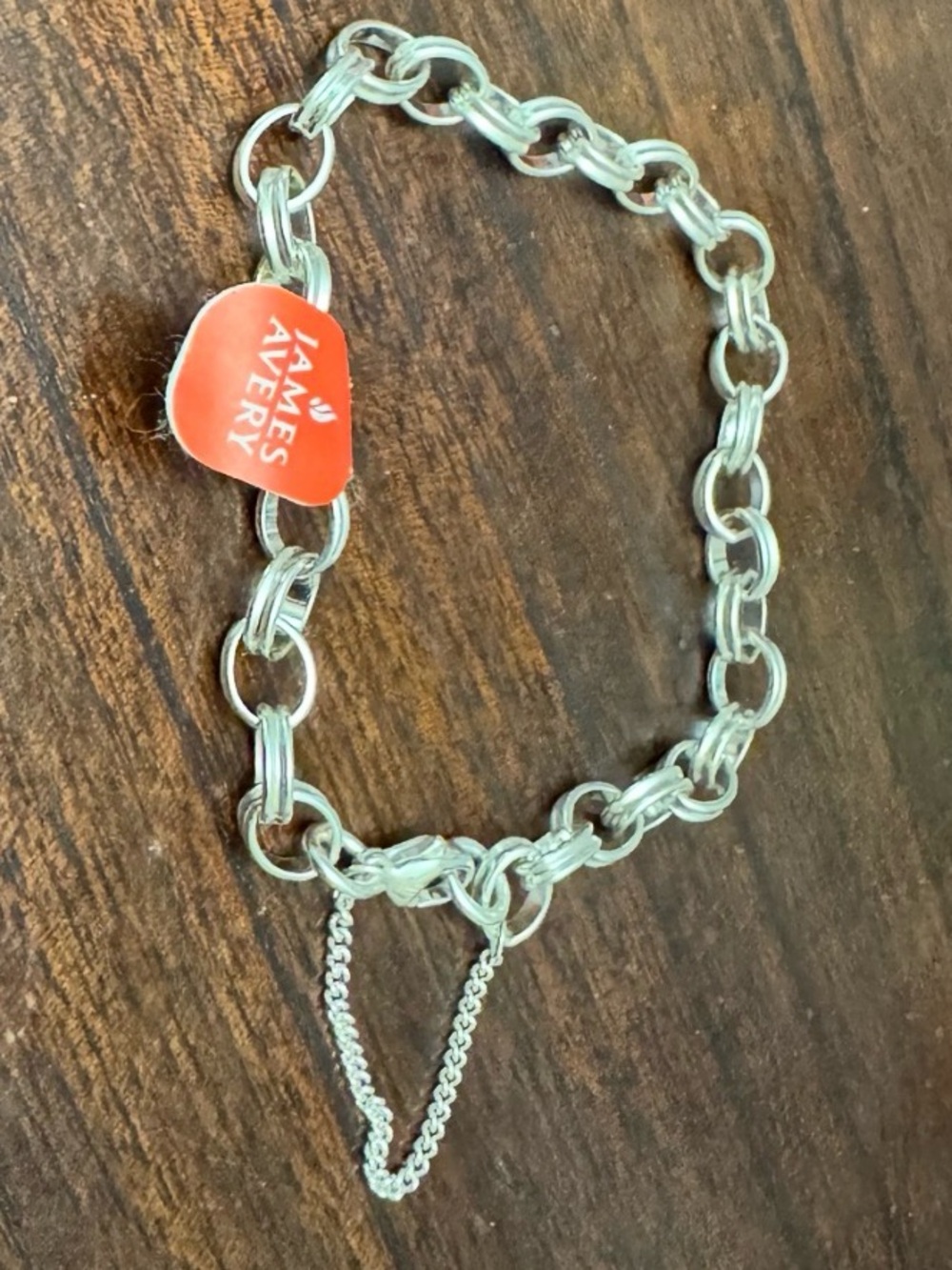 New XL James Avery Silver Oval Bracelet w/safety chain - Picture 2 of 3
